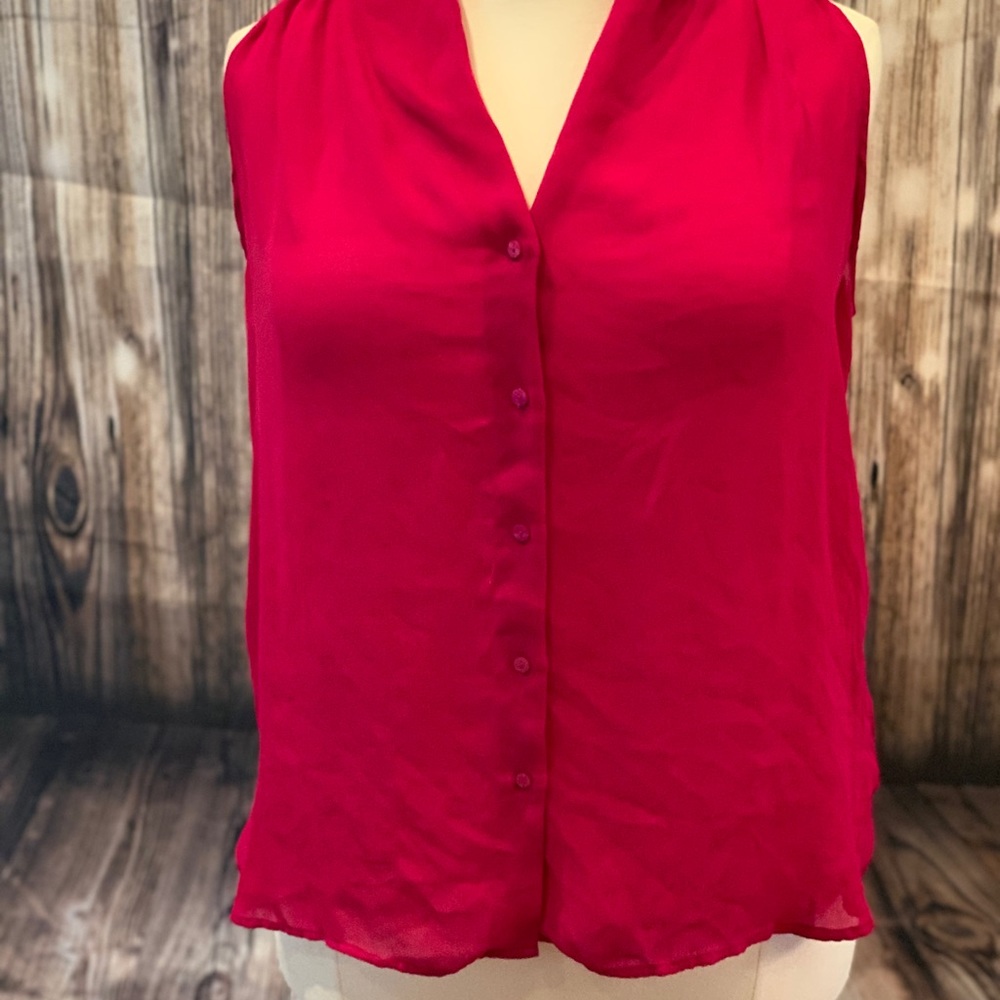 Burgundy pink work shirt.